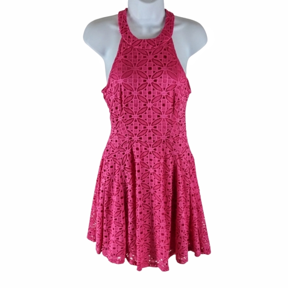Bebop pink lace overlay skaters dress
